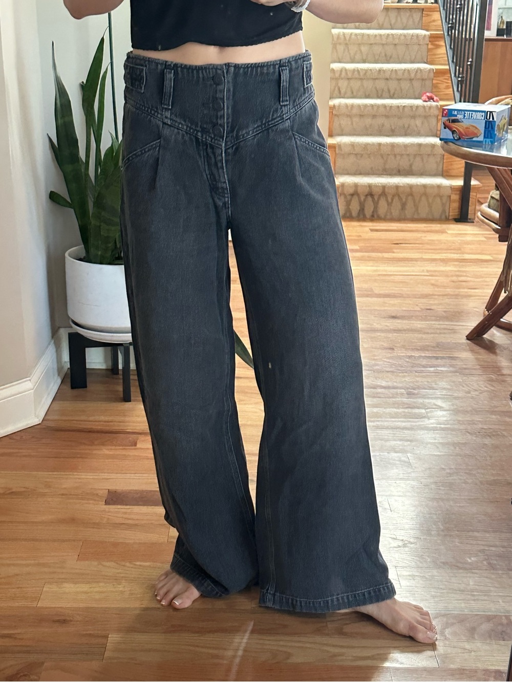 We The Free Washed Black Wide-Leg High-Rise Jeans